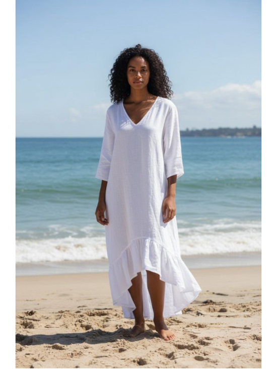 Azucar Dresses & Skirts - @zucar White Linen High Low Dress M